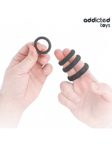 ADDICTED TOYS - TEXTURED COCK RING SET 4 SIZES