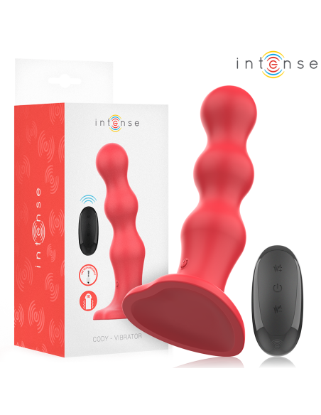 INTENSE - CODY VIBRATOR WITH SUCTION CUP RED REMOTE CONTROL