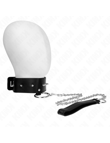 KINK - NECKLACE 65 CM WITH LEASH WITH SILVER STUDS MODEL 2 ADJUSTABLE 36-43 CM X 5 CM