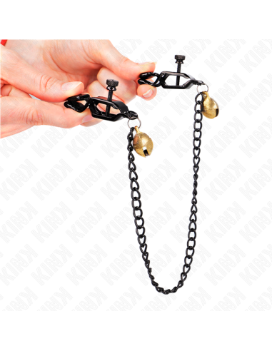 KINK - PLOKŠČIOS GRANDINĖS SU SPENELIŲ SPAUSTUVĖLIAI IR VARPELIS, SIDABRINIS, 30 CM