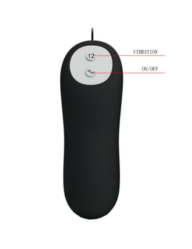 PRETTY LOVE - SILICONE ANAL PLUG 12 VIBRATION MODES BLACK