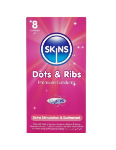 SKINS - DOTS and RIBS PREMIUM CONDOMS PACK 8