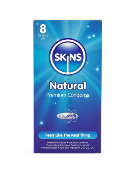 SKINS - NATŪRALŪS PREMIUM PREZERVATYVAI, 8 PAKUOTĖS