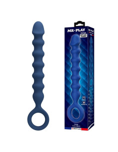 MR PLAY - BLUE SILICONE ANAL BEADS and ANAL PLUG -Ø- 3,4 CM - 28.5 CM
