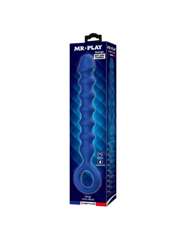 MR PLAY - BLUE SILICONE ANAL BEADS and ANAL PLUG -Ø- 3,4 CM - 28.5 CM