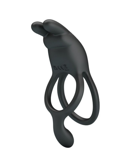PRETTY LOVE - SETH DOUBLE VIBRATING RING RABBIT 7 VIBRATIONS BLACK