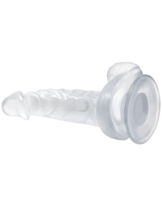 BAILE - REALISTINIS DILDO SU SIURTUKU IR SĖKLĖMIS 16,7 CM SKAIDRUS 2