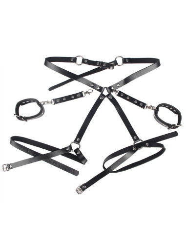 SUBBLIME - 953690 HANDCUFFS WITH BONDAGE BELT BLACK ONE SIZE