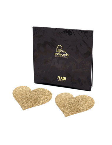 BIJOUX - INDISCRETS FLASH GOLDEN HEART NIPPLE COVERS