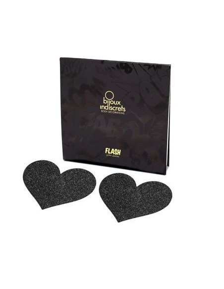 BIJOUX - INDISCRETS FLASH JUODOS ŠIRDELĖS FORMOS SPENELIŲ IŠPJAUSTYMAI