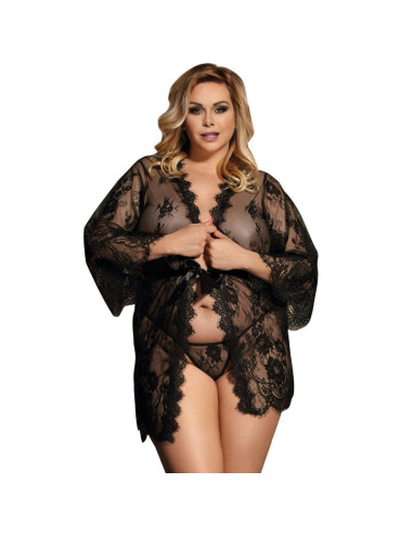 SUBBLIME - QUEEN PLUS LACE PEIGNOIR FLARED SLEEVES