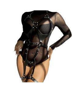 SUBBLIME - FULL BODY HARNESS WITH LEATHER BUCKLES BLACK ONE SIZE 2