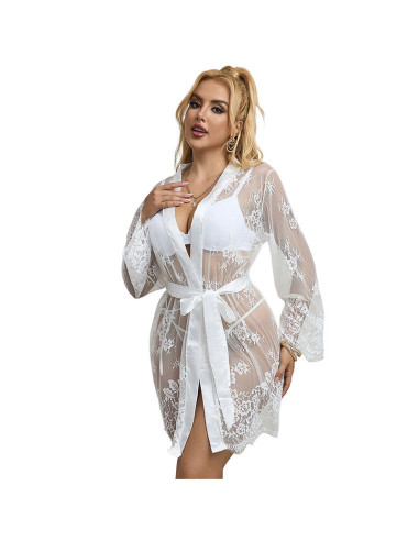 SUBBLIME - 954376 LONG SLEEVE NIGHTGOWN WITH FLORAL DESIGN WHITE L-XL