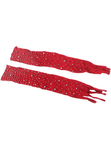 SUBBLIME - 952181 FISHNET BODYSTOCKING WITH GLOVES AND DIAMONDS RED ONE SIZE