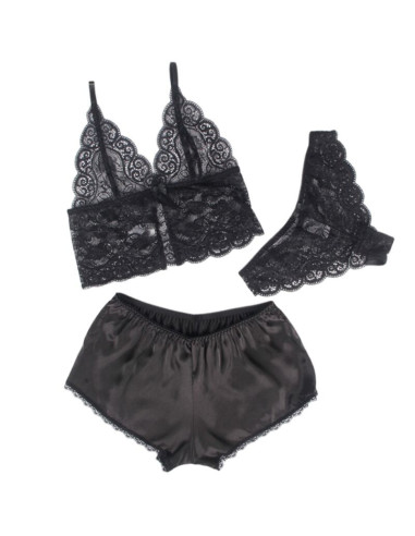 SUBBLIME - 953911 SILK AND LACE NIGHTGOWN PANTIES BLACK S-M