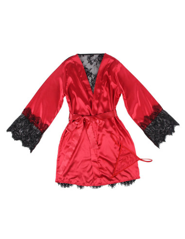 SUBBLIME - 954017 LACE SHEER BACK CAMISOLE THONG RED-BLACK S-M