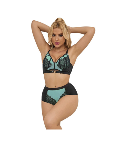 SUBBLIME - 955564 ŽALIOS LAKO ODOS TINKLELĖS LIEMENĖLĖS KOMPLEKTAS SU UŽTRAUKTUKU L-XL