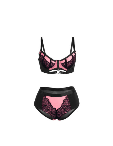 SUBBLIME - 955571 PINK PATENT LEATHER MESH ZIPPER BRA SET S-M