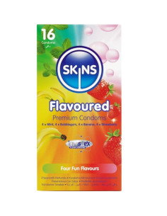 SKINS - MULTI FLAVORS PREMIUM CONDOMS PACK 16