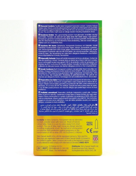 SKINS - ĮVAIRIŲ SKONIŲ PREMIUM KLASĖS PREZERVATYVŲ PAKUOTĖ, 16 VNT.