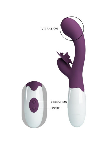 PRETTY LOVE - DRUGELIO BUČINIO SU KLITORIAUS MASAŽUOKLIU IR G-SPOT STIMULIATORIUS VIOLETINIS