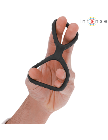 INTENSE - DEWEY DOUBLE SILICONE PENIS RING BLACK MODEL 2