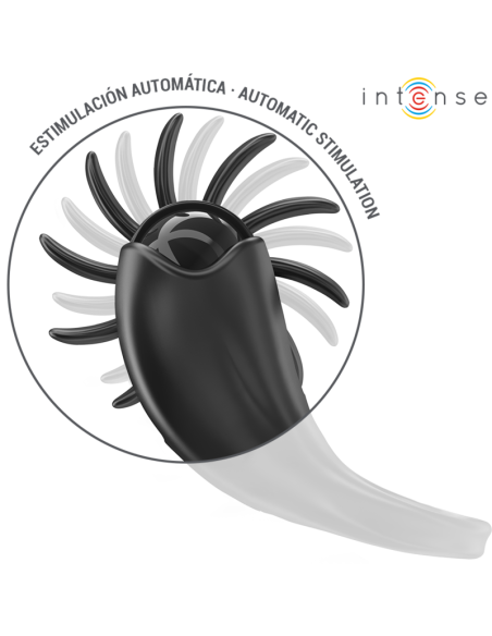 INTENSE - MABEL VIBRUOJAMAS ŽIEDAS 10 VIBRAVIMŲ SU KLITORIO STIMULIATORIUMI, JUODAS