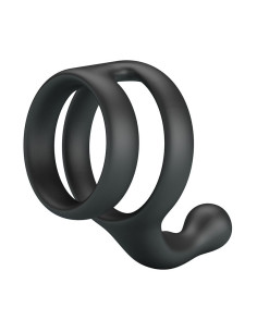 CRAZY BULL - YANCY DOUBLE COCK AND BALL RING BLACK
