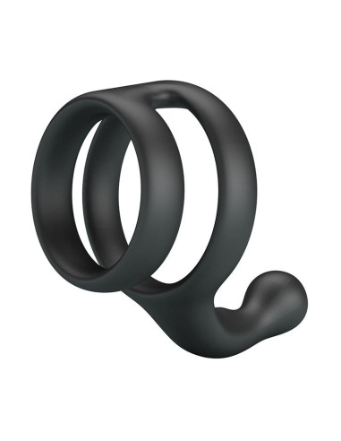 CRAZY BULL - YANCY DOUBLE COCK AND BALL RING BLACK