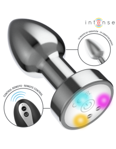 INTENSE - VIBRATING METAL ANAL PLUG WITH LED LIGHTS AND REMOTE CONTROL - SIZE M 2