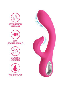 PRETTY LOVE - FRITZ RABBIT VIBRATORIUS ŽIEDAS, 12 VIBRACIJOS, ROŽINIS 2