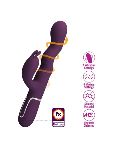 PRETTY LOVE - LOURSEN RABBIT VIBRATOR WITH THRUSTING MOTION AND 7 VIBRATIONS USB RECHARGEABLE PURPLE