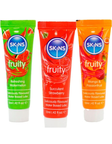 SKINS - VAISIŲ SKONIO TEPAI: ARBŪZŲ, BRAŠKIŲ IR MANGO TEPAI 3 x 12 ML