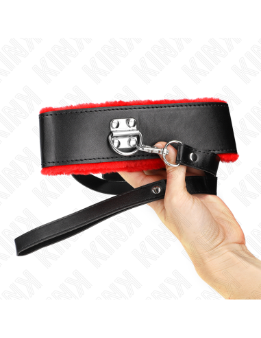 KINK - NECKLACE WITH BELT 116 CM WITH RED LEATHER STRAP ADJUSTABLE 40-48 CM X 6 CM