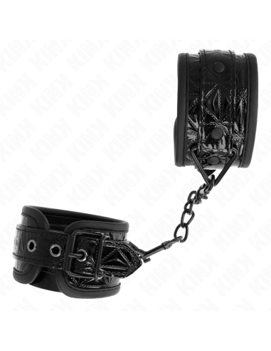 KINK - DIAMOND PATTERN WRIST RESTRAINTS BLACK ADJUSTABLE 17-26 CM X 5.5 CM