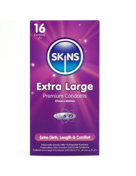 SKINS - YPAČ DIDELIS PREMIUM KLASĖS PREZERVATYVŲ PAKUOTĖ, 16 VNT.
