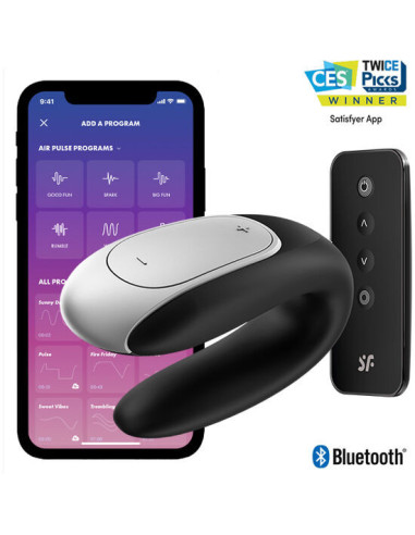 SATISFYER – DVIGUBAS „FUN PARTNER“ VIBRATORIUS JUODAS