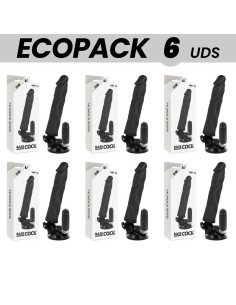 ECOPACK 6 VIENETAI - BASECOCK REALISTINIS VIBRATORIUS SU NUOTOLINIO VALDYMO VALDYMU, JUODAS, 21 CM -O- 4 CM