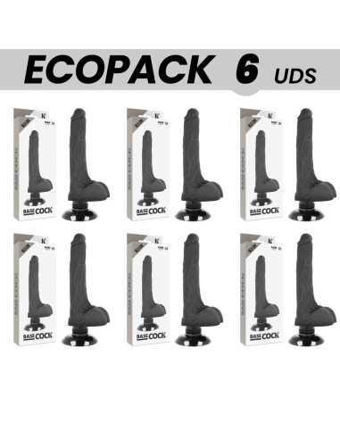 ECOPACK 6 VIENETAI - BASECOCK REALISTINIS VIBRATORIUS 2-1 JUODAS 18,5 CM -O- 4 CM