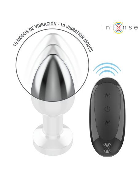 INTENSE - ANALINIS KAIŠTUKAS, 10 VIBRACIJOS METALINIS SU NUOTOLINIO VALDYMO PULTU, M