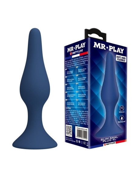 MR PLAY - TAPERED SILICONE ANAL PLUG BLUE XL