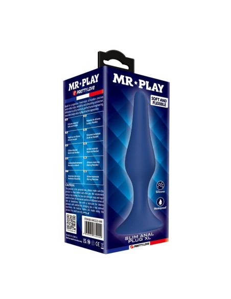 MR PLAY - TAPERED SILICONE ANAL PLUG BLUE XL
