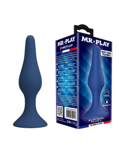 MR PLAY - SLIM SILICONE ANAL PLUG BLUE L