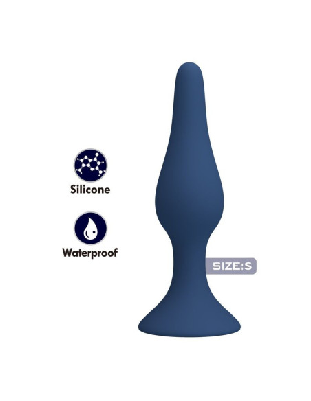 MR PLAY - BLUE SILICONE SLIM ANAL PLUG SIZE S