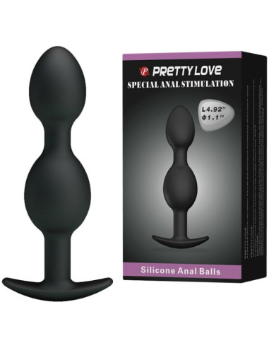 PRETTY LOVE – silikoniniai analiniai kamuoliukai 12,5 cm, juodi