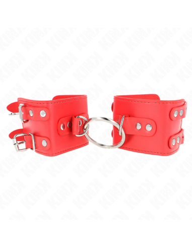 KINK - FIKSUOTAS RIŠO ĮRAŠAS SU ŽIEDU IR KNYGELĖMIS, REGULIUOJAMAS, RAUDONOS DYDŽIO, 17–22 CM X 6,5 CM