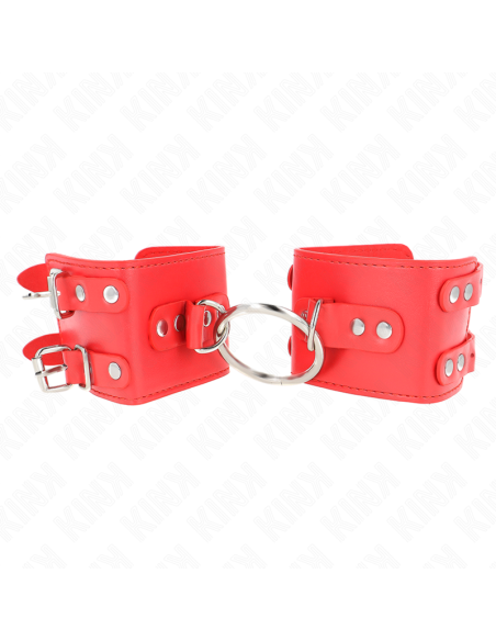 KINK - FIKSUOTAS RIŠO ĮRAŠAS SU ŽIEDU IR KNYGELĖMIS, REGULIUOJAMAS, RAUDONOS DYDŽIO, 17–22 CM X 6,5 CM