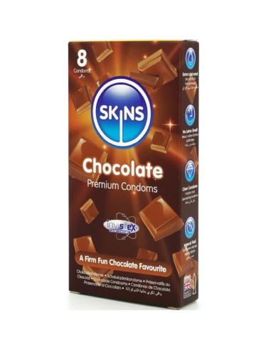 SKINS - ŠOKOLADINIAI PREMIUM PREZERVATYVAI, 8 PAKUOTĖS