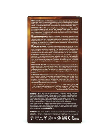 SKINS - ŠOKOLADINIAI PREMIUM PREZERVATYVAI, 8 PAKUOTĖS