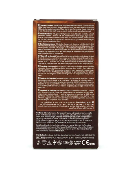 SKINS - ŠOKOLADINIAI PREMIUM PREZERVATYVAI, 8 PAKUOTĖS